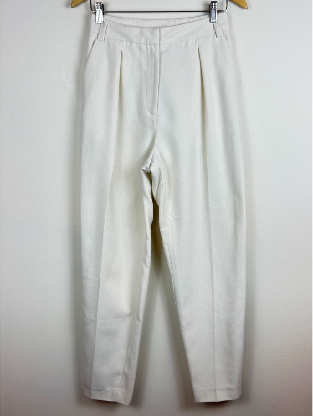 Les Coyotes de Paris Ivory High Rise Pleated Tailored Trousers Pants US 4 S - Picture 2 of 13